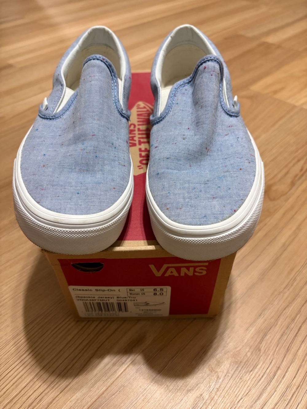 Vans Classic Slip-On Speckle Jersey Blue Canvas Sneakers Women’s 8